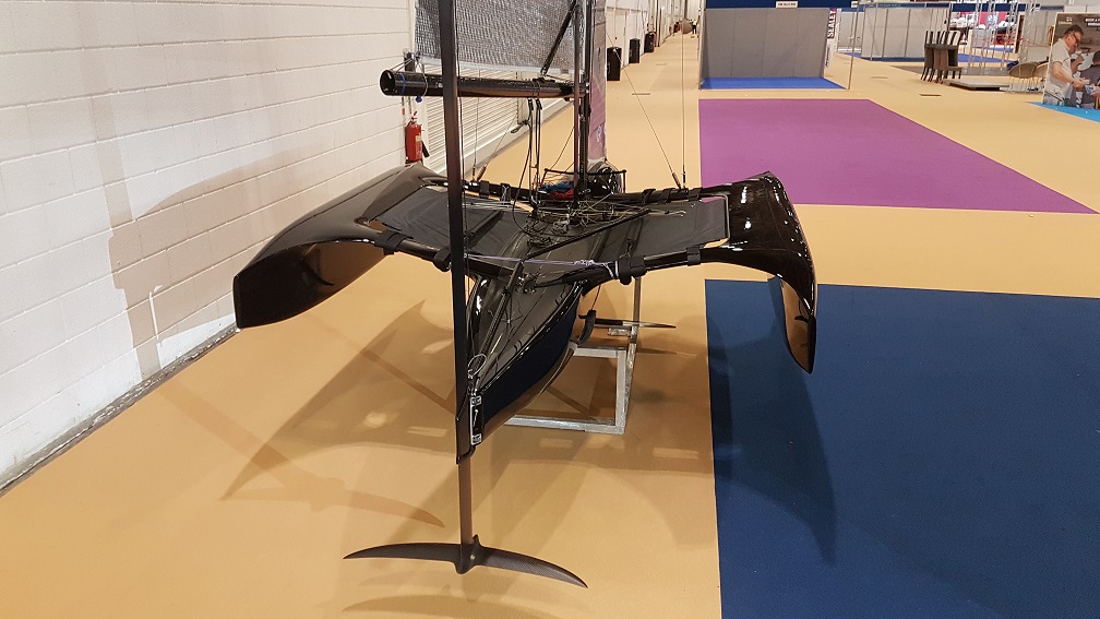 Flying Mantis debut launch london boat show foiling trimaran dinghy sailing