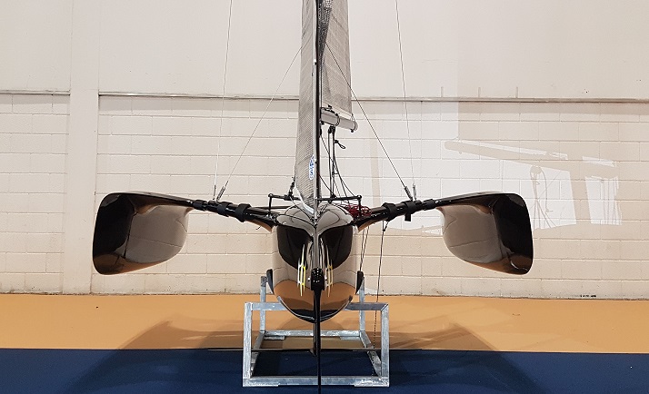 Flying Mantis debut launch london boat show foiling trimaran dinghy sailing